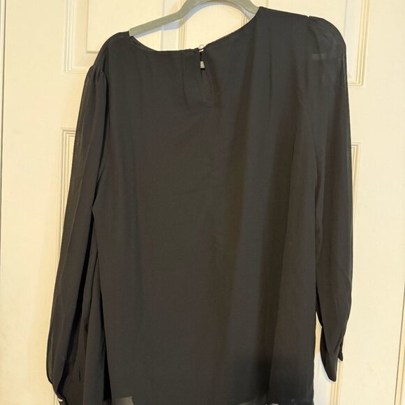 NWT Zenana Black Blouse w/ Pearl Accents | XL - Picture 2 of 3